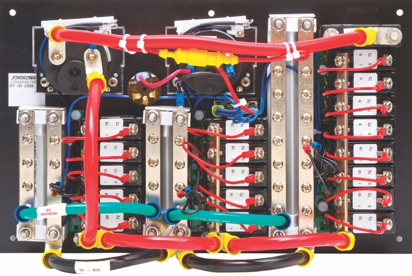 Rear view showing tin-plated copper bus bar and conductor architecture