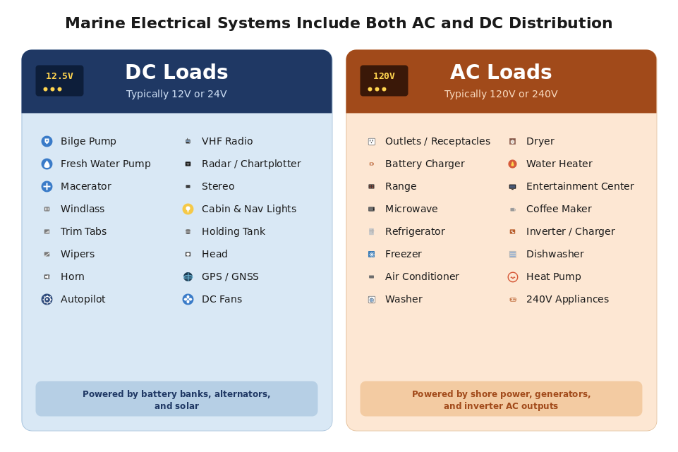 Examples of marine AC and DC electrical loads