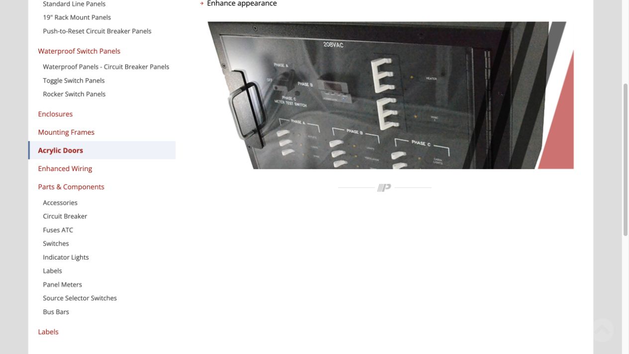 Multi-panel assembly with its protective acrylic door open