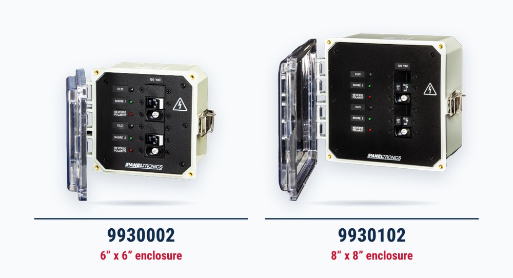 Paneltronics 9930002 and 9930102 ELCI panel enclosures for 30A shore power